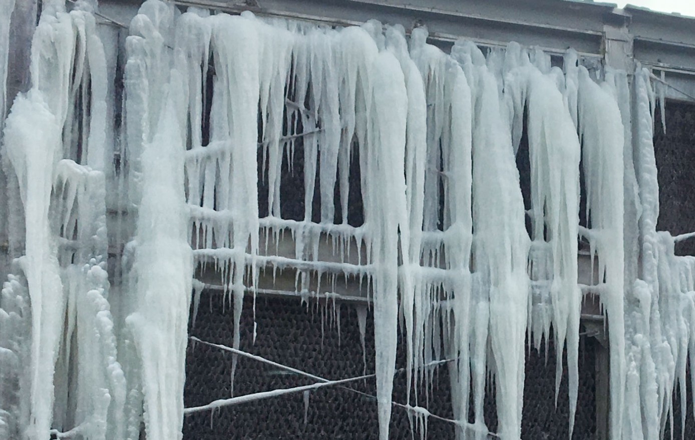 Ice on cooling tower